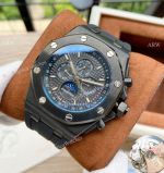 Copy Audemars Piguet Moonphase Watches Black Steel Case